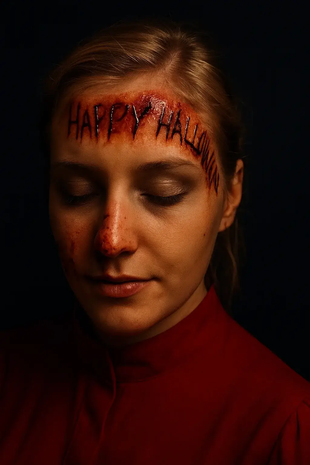 Vorführung von kreativem Halloween- und Spezialeffekt-Make-up 3.