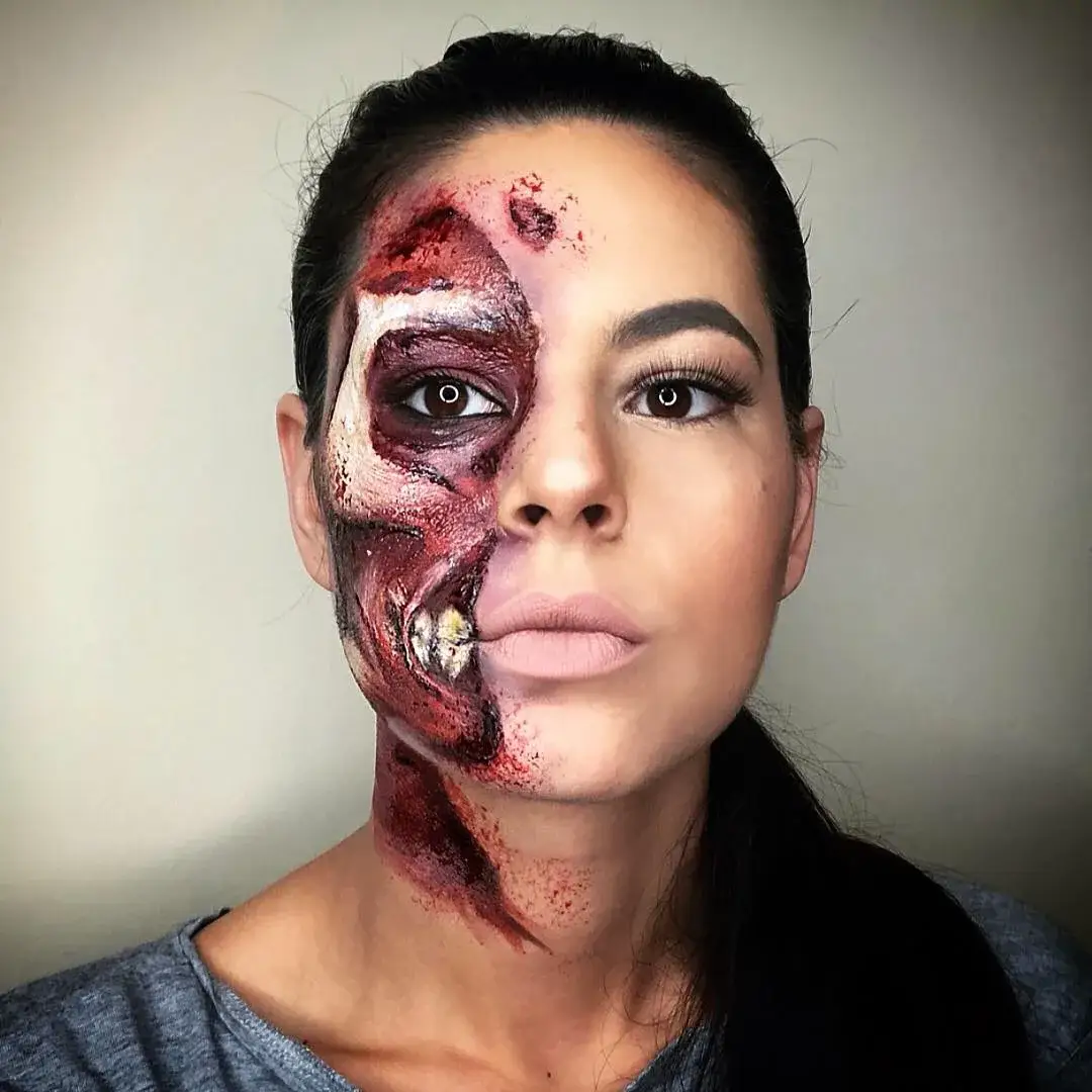 Vorführung von kreativem Halloween- und Spezialeffekt-Make-up 15.